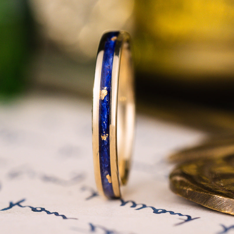 in-stock-the-starry-night-womens-10k-yellow-gold-wedding-band-flowers-gold-flakes-size-7-5-3mm-wide