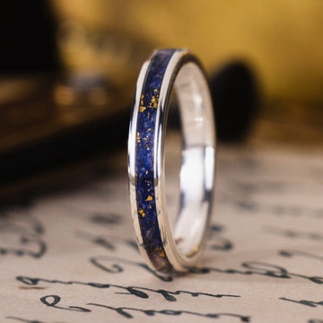 in-stock-the-starry-night-womens-silver-wedding-band-flowers-gold-flakes-size-7-3mm-wide