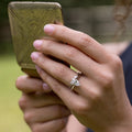 The Julia & Bea | Pear-Shaped Diamond Solitaire & Scalloped Diamond Contour Bridal Set