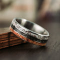 last-frontier-titanium-wedding-band-elk-antler-meteorite-amber