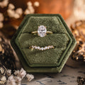 The Lily & Marian Oval Diamond Solitaire & Curved Diamond Contour Bridal Set