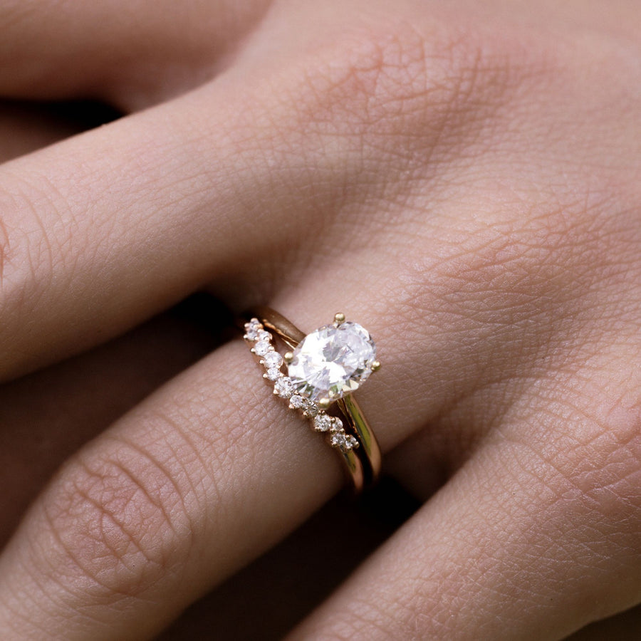 The Lily & Marian Oval Diamond Solitaire & Curved Diamond Contour Bridal Set
