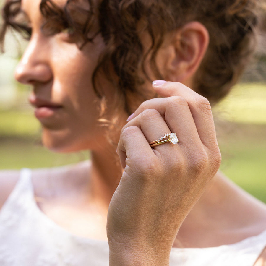 The Lily & Marian Oval Diamond Solitaire & Curved Diamond Contour Bridal Set

