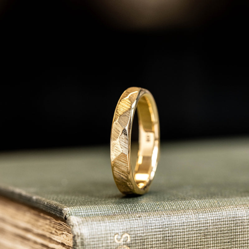 The Luna | Women's Hammered Yellow Gold Wedding Band