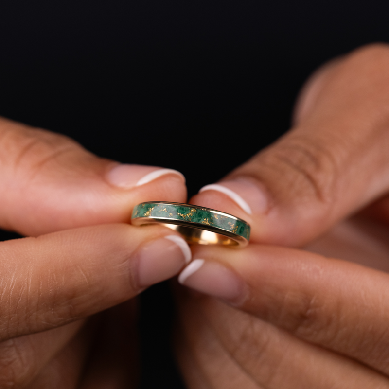 Natural Malachite & Gold Flakes