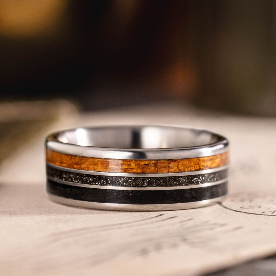 mariner-mens-titanium-wedding-band-meteorite-whiskey-barrel-teak-wood
