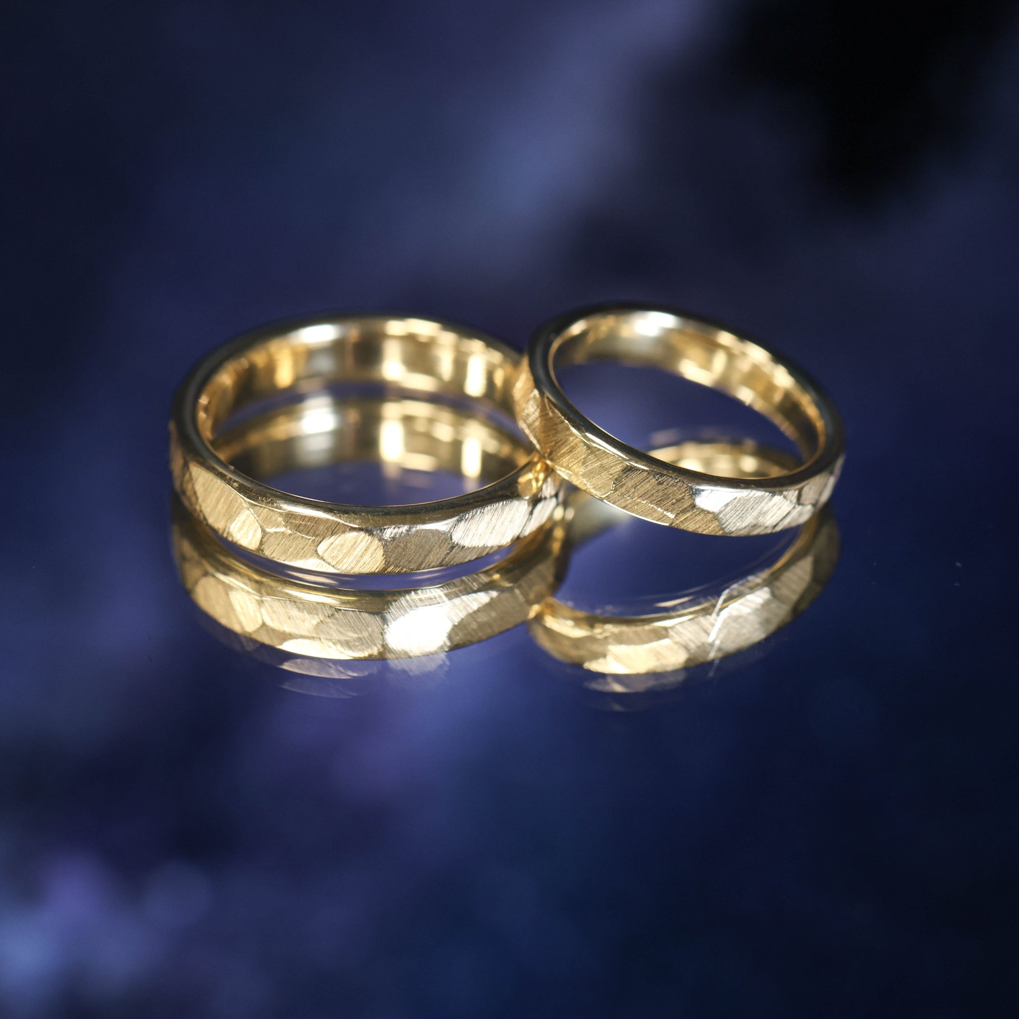 The Apollo & Luna - His and Hers Matching Hammered Gold Wedding Band S –  Rustic and Main