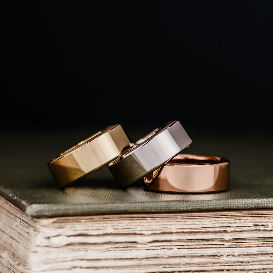 ::Shown in Yellow, White & Rose Gold | 8mm Wide