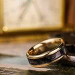 The Dark Tide | Men's Gold Wedding Band with Black Mother of Pearl