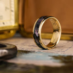 The Dark Tide | Men's Gold Wedding Band with Black Mother of Pearl