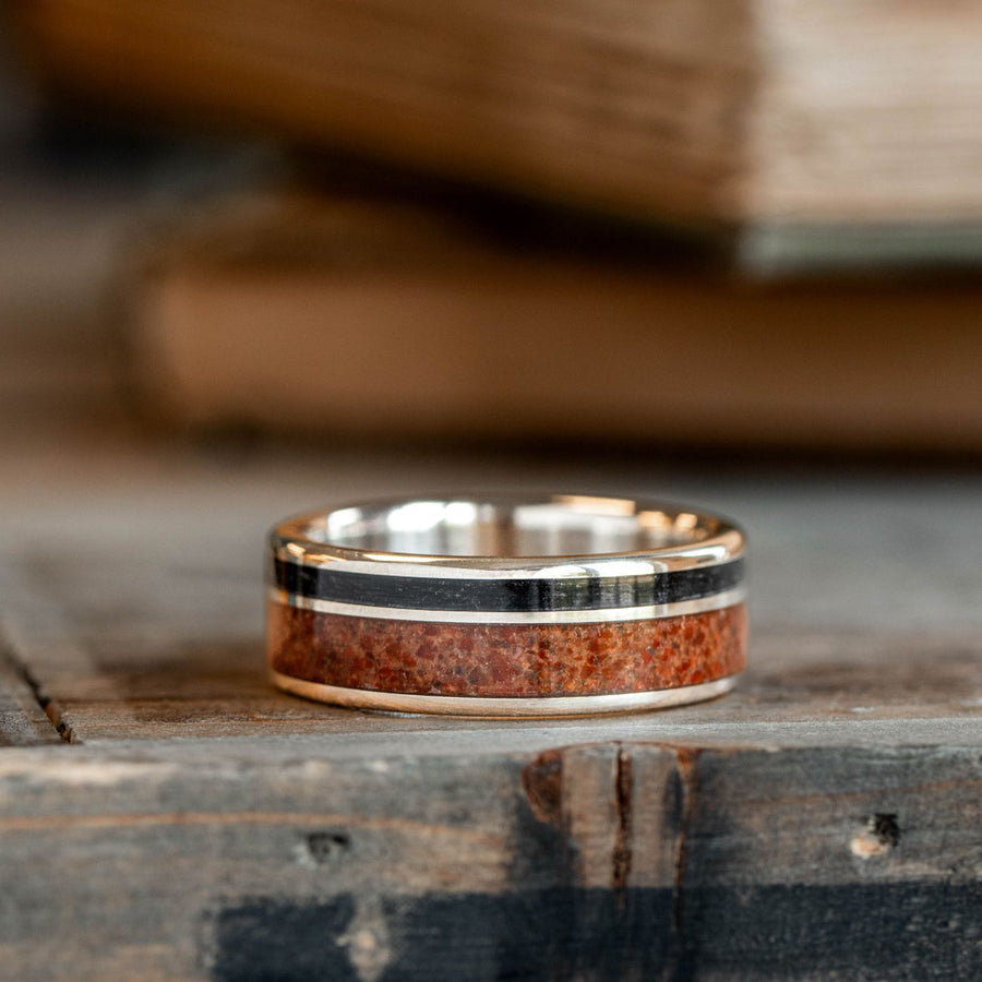 mens-gold-wedding-band-dinosaur-bone-weathered-whiskey-barrel-wood-the-historian-rustic-and-main