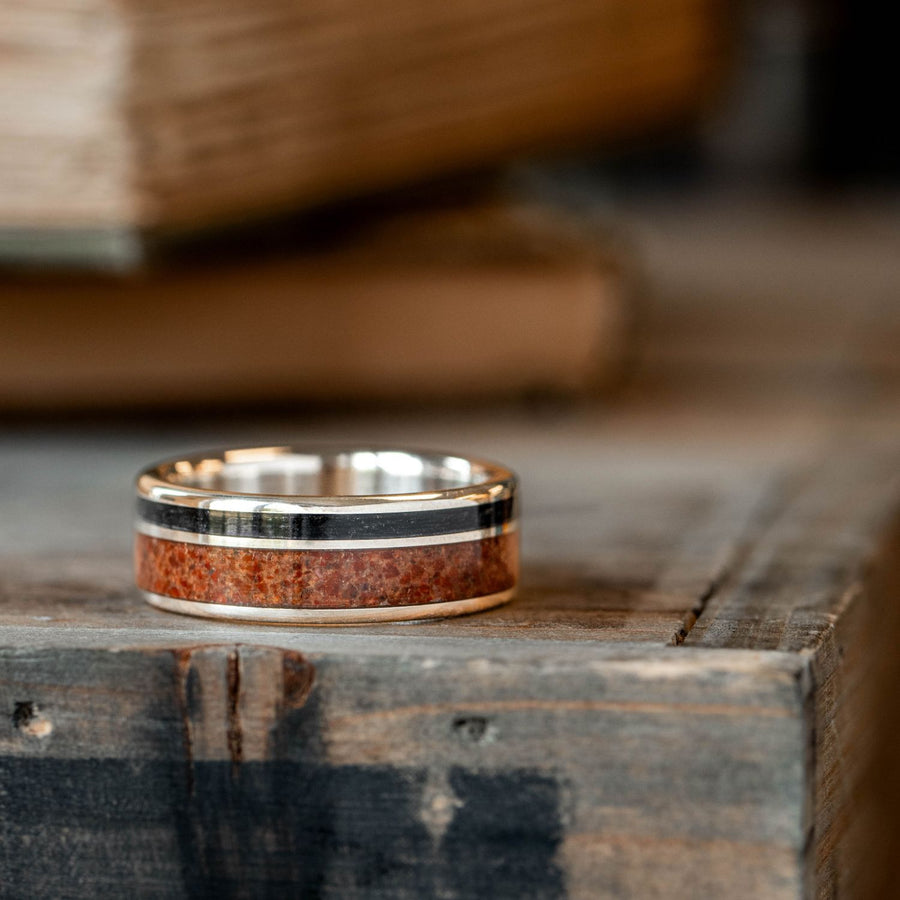 mens-gold-wedding-band-dinosaur-bone-weathered-whiskey-barrel-wood-the-historian-rustic-and-main