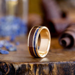 The Guide | Men's Gold Wedding Band with Lapis Lazuli and Antique Walnut Wood