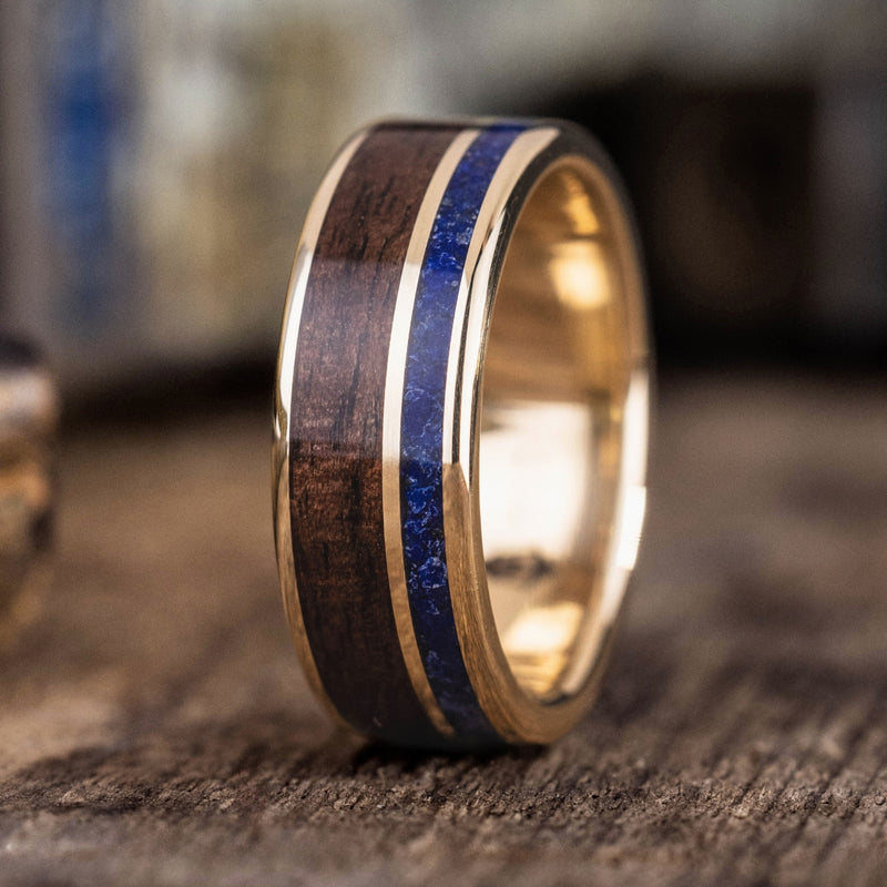 mens-gold-wedding-band-lapis-lazuli-antique-walnut-wood-rustic-and-main