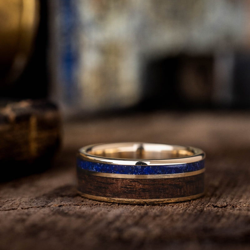 mens-gold-wedding-band-lapis-lazuli-antique-walnut-wood-rustic-and-main