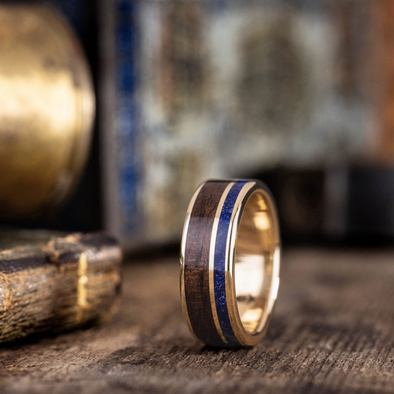 mens-gold-wedding-band-lapis-lazuli-antique-walnut-wood-rustic-and-main