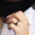 The Rifleman's Rose | Men's Gold Wedding Band with M1 Garand Rifle Stock Wood & Roses