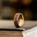 The Rifleman's Rose | Men's Gold Wedding Band with M1 Garand Rifle Stock Wood & Roses