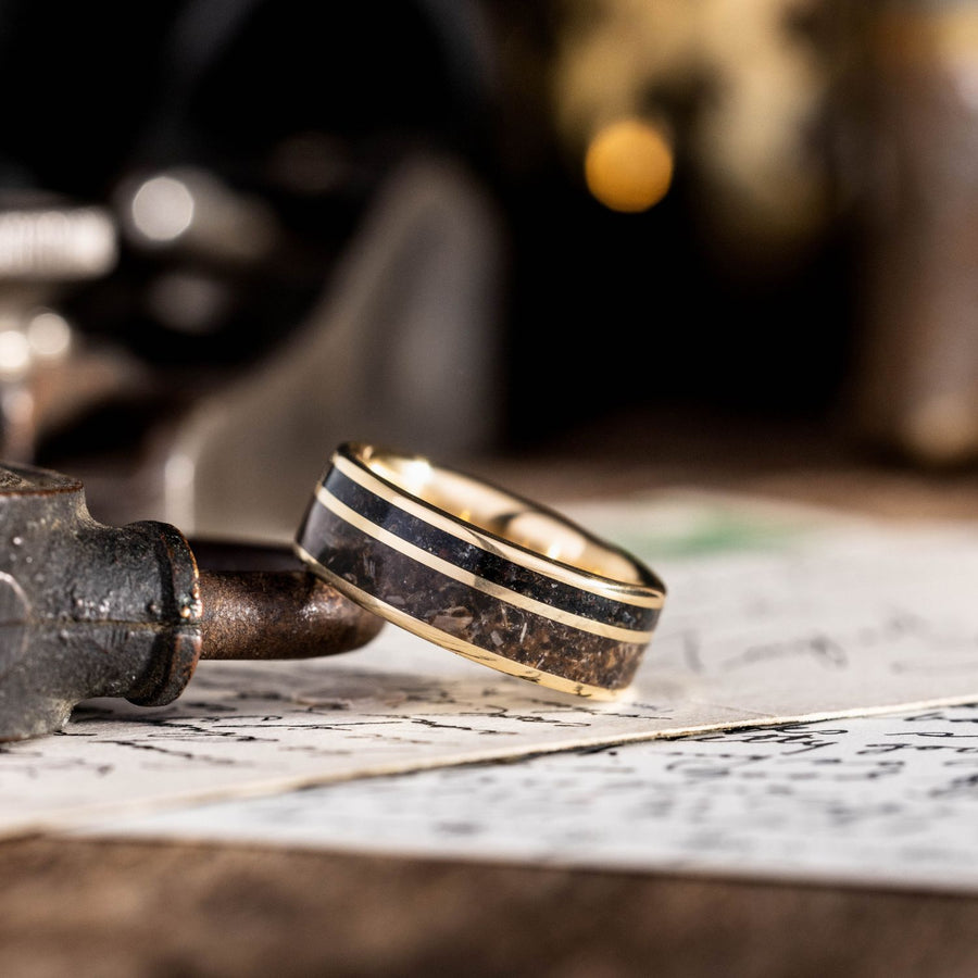 mens-gold-wedding-band-megalodon-tooth-black-volcanic-sand-the-origin-rustic-and-main