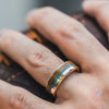 The Reeves | Men's Gold Wedding Band with Whiskey Barrel & Turquoise