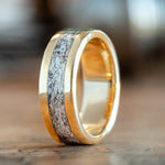 The Marksman | Men's Gold Wedding Band with Elk Antler