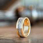 The Marksman | Men's Gold Wedding Band with Elk Antler