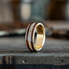 The Stag in Gold | Men's Gold Elk Antler Wedding Band with Walnut Wood