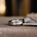 mens-high-polished-titanium-wedding-band-green-imperial-diopside-gold-flakes-rustic-and-main