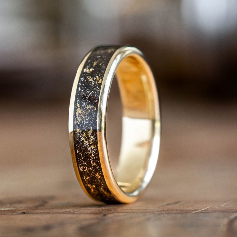 mens-meteorite-gold-wedding-band-ring-gold-flakes-galaxy-stargazer-rustic-and-main