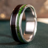 The Sage in Silver | Men's Sterling Silver Wedding Band with Rosewood & Green Imperial Diopside