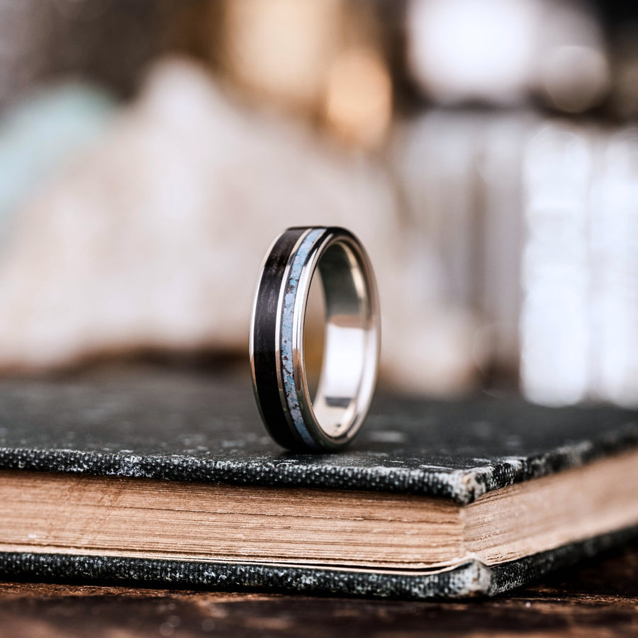 The Spirit of Sonora & The Helen - Black Whiskey Barrel Sterling Silver Wedding Ring Set