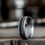 mens-titanium-wedding-band-meteorite-dust-black-whiskey-barrel-wood-the-midnight-barrel-rustic-and-main