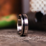 mens-titanium-wedding-band-offset-weathered-whiskey-barrel-wood-inlay-the-reserve-rustic-and-main