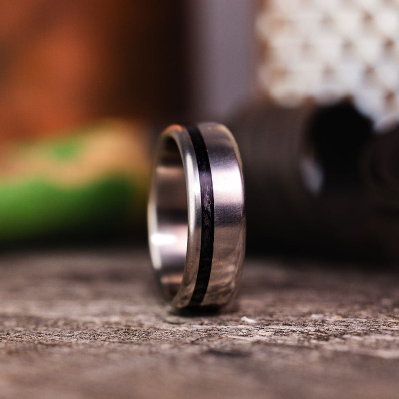 mens-titanium-wedding-band-offset-weathered-whiskey-barrel-wood-inlay-the-reserve-rustic-and-main
