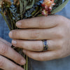 The Impressionist | Men's Lavender & Titanium Floral Wedding Band - Wide Channel