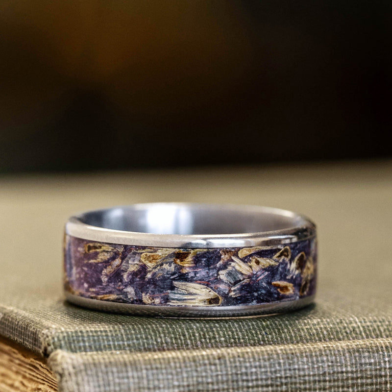 mens-titanium-wedding-band-purple-lavender-inlay-impressionist-rustic-and-main_2