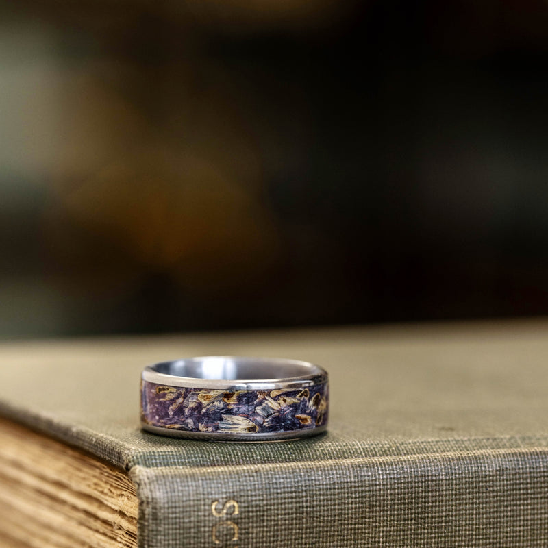 mens-titanium-wedding-band-purple-lavender-inlay-impressionist-rustic-and-main_2