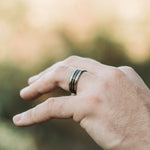 (In-Stock) The Infantryman | Titanium Wedding Band with WWI Uniform Wool and Copper - Size 10.5 / 8mm