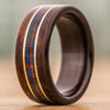 (In Stock) The Flower of Scotland -  Rosewood with Center Flower of Scotland Tartan & Dual Rose Gold Inlays - Size 11 | 8mm