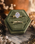 The Jolene & Meridian | Oval Diamond Solitaire & Gold Stacking Band Bridal Set