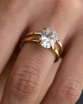 The Jolene & Meridian | Oval Diamond Solitaire & Gold Stacking Band Bridal Set