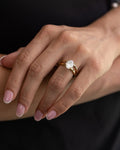 The Jolene & Meridian | Oval Diamond Solitaire & Gold Stacking Band Bridal Set