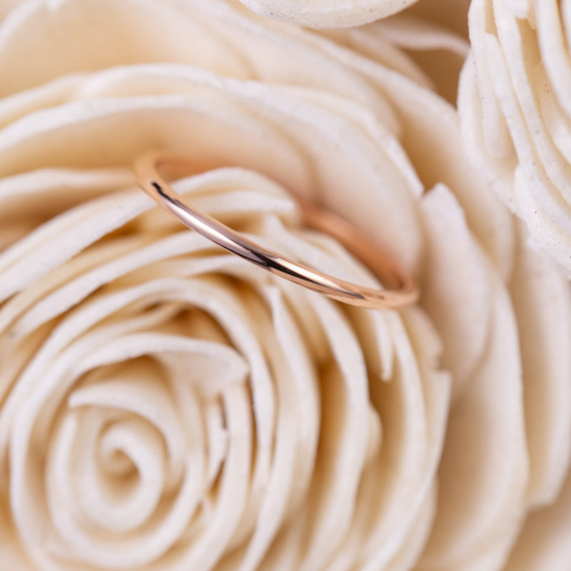 (In-Stock) The Meridian | Women's 14k Rose Gold Stacking Ring - Size 7 | 1mm Wide