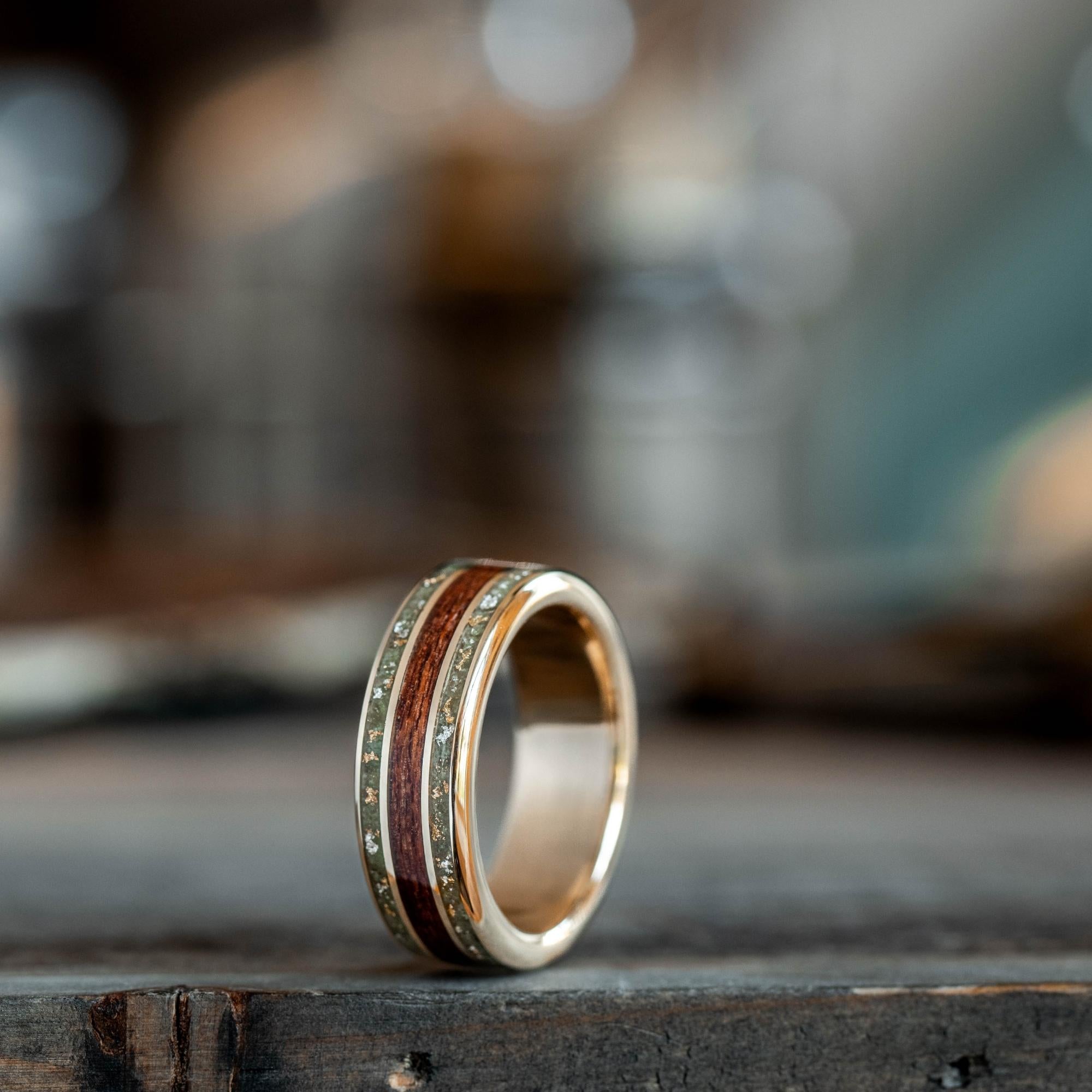 Mahogany and Diamond Wooden Ring - Wooden Rings