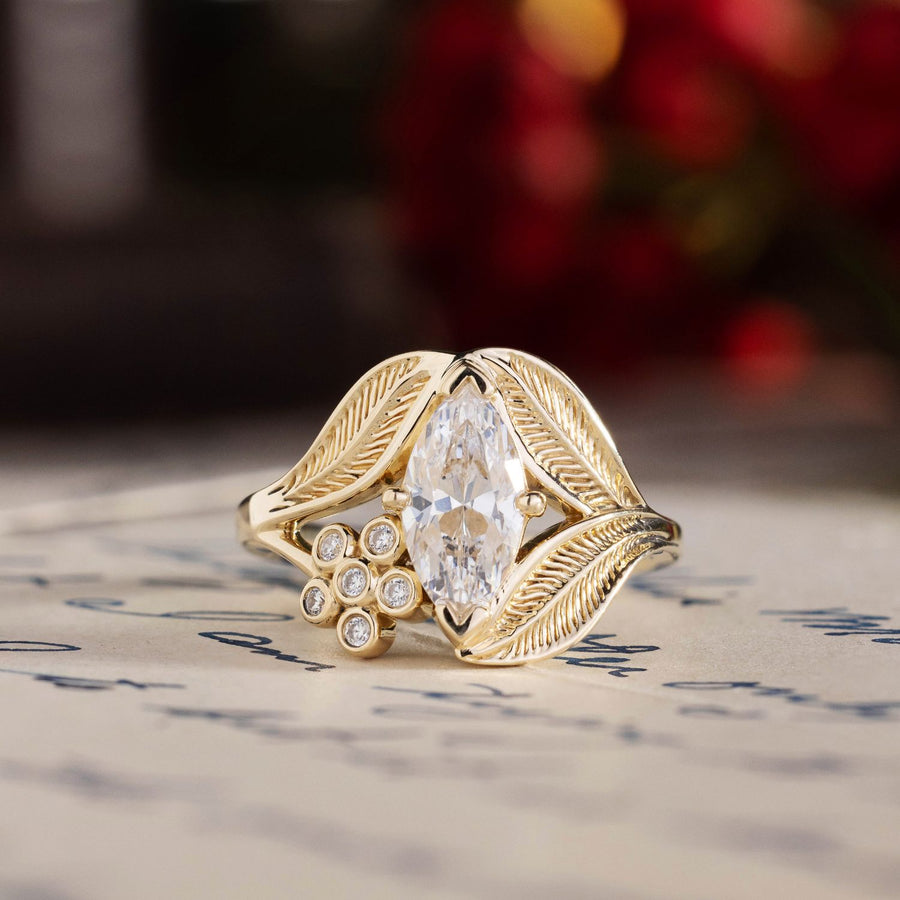 nature-inspired-marquise-diamond-engagement-ring-bezel-set-floral-diamond-accent-leaf-setting-the-magnolia-rustic-and-main