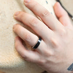 The Obsidian | Men's Gold Wedding Band with Black Obsidian