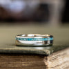The Odyssey | Men's Gold Wedding Band with Offset Turquoise