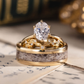 The Olivia, Ivy, & Marksman - His and Hers Bridal Set with Engagement Ring