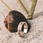 The Sundancer | Women's Gold Turquoise Wedding Band with Oyster Shell