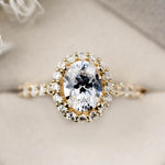 The Juliette - Oval Halo Diamond Engagement Ring with Pavé Diamond Setting